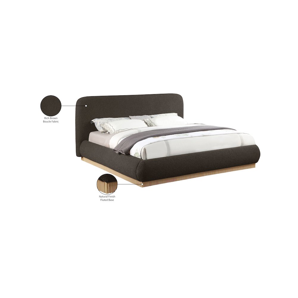 Rigby Brown Boucle Fabric Queen Bed. Picture 9