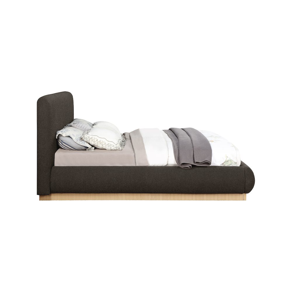 Rigby Brown Boucle Fabric Queen Bed. Picture 3