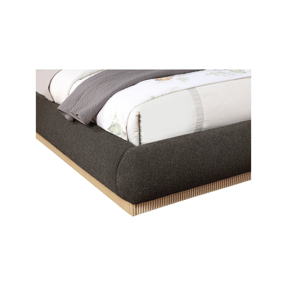 Rigby Brown Boucle Fabric Queen Bed. Picture 5