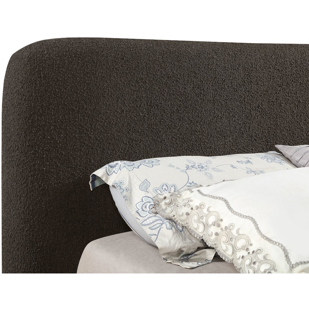 Rigby Brown Boucle Fabric Queen Bed. Picture 6