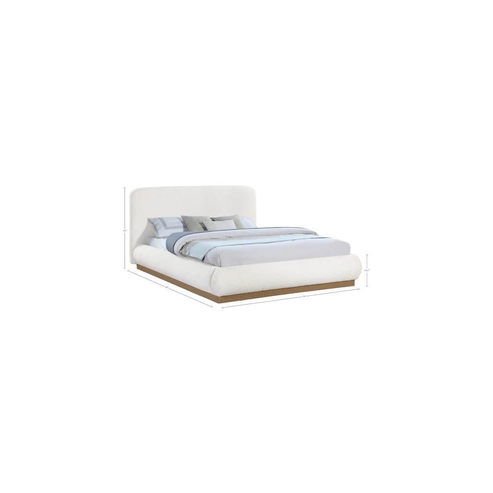 Rigby Cream Boucle Fabric Queen Bed. Picture 8