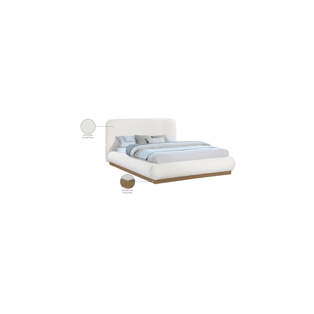 Rigby Cream Boucle Fabric Queen Bed. Picture 9