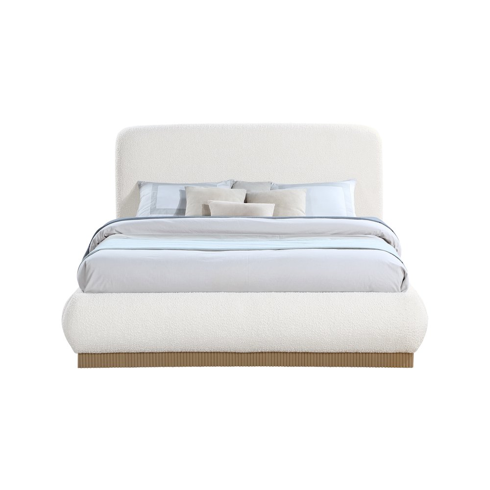 Rigby Cream Boucle Fabric Queen Bed. Picture 2