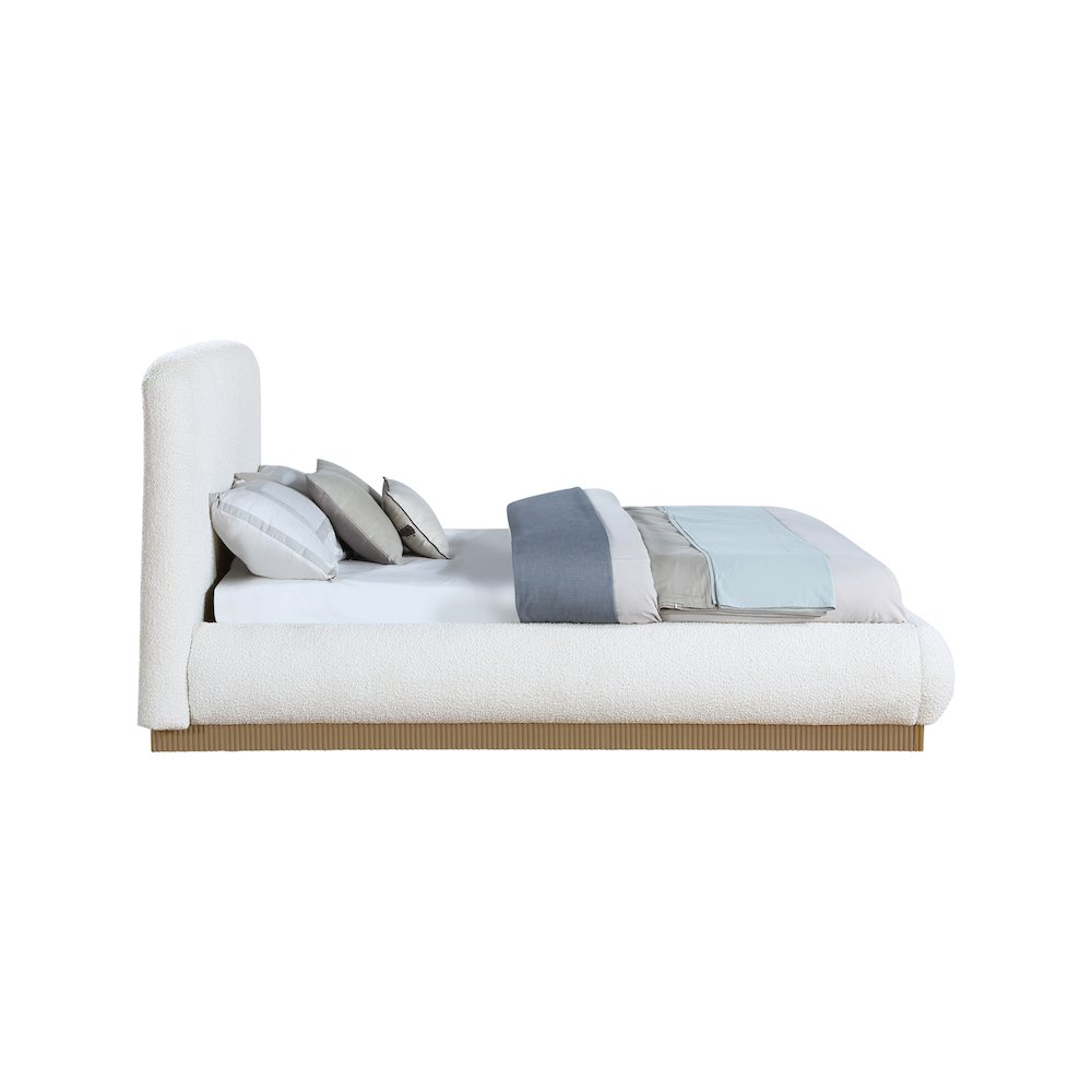 Rigby Cream Boucle Fabric Queen Bed. Picture 3