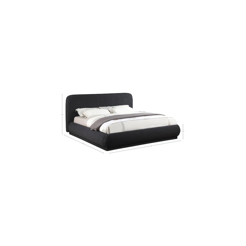 Rigby Black Boucle Fabric Queen Bed. Picture 8