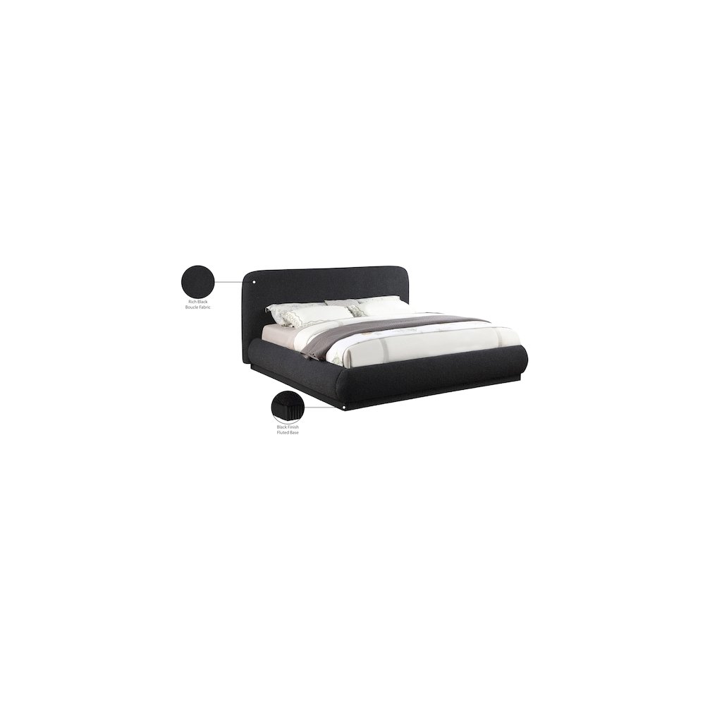 Rigby Black Boucle Fabric Queen Bed. Picture 9