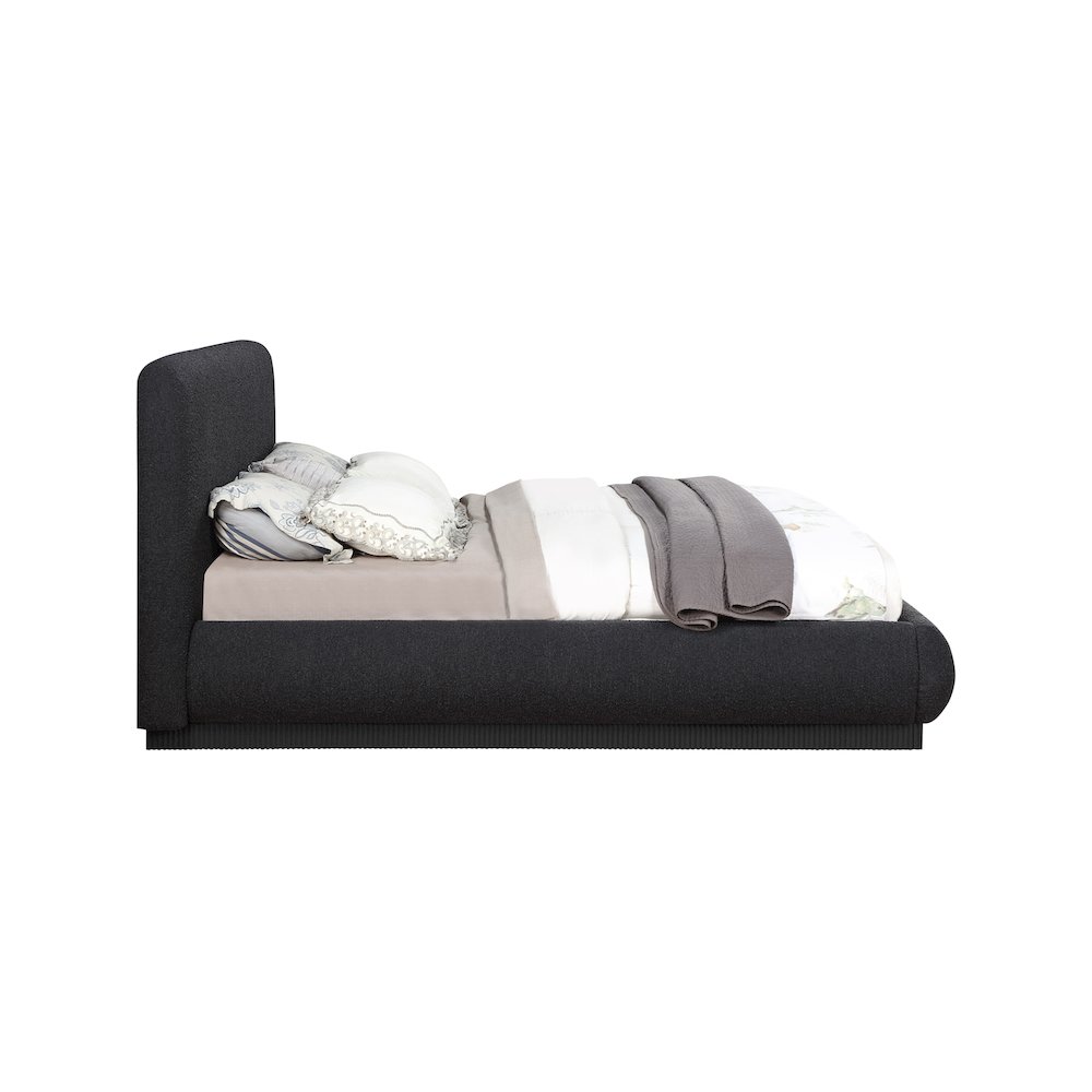 Rigby Black Boucle Fabric Queen Bed. Picture 3