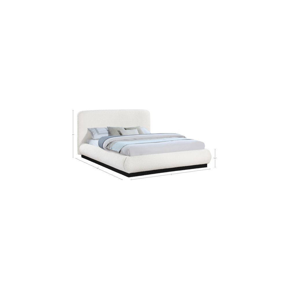 Rigby Cream Boucle Fabric Queen Bed. Picture 8