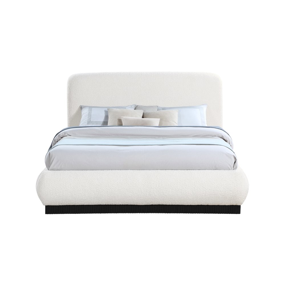 Rigby Cream Boucle Fabric Queen Bed. Picture 2