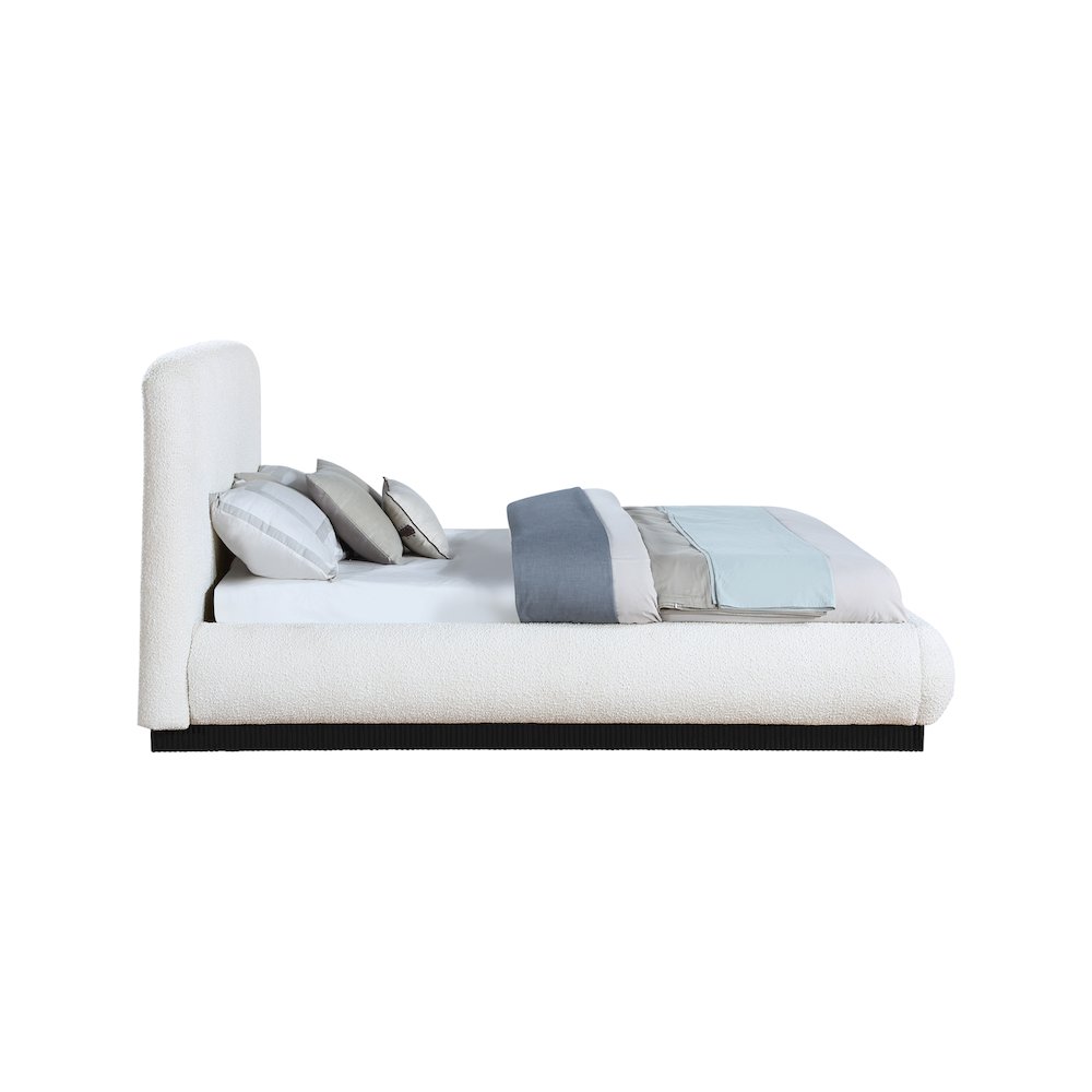 Rigby Cream Boucle Fabric Queen Bed. Picture 3