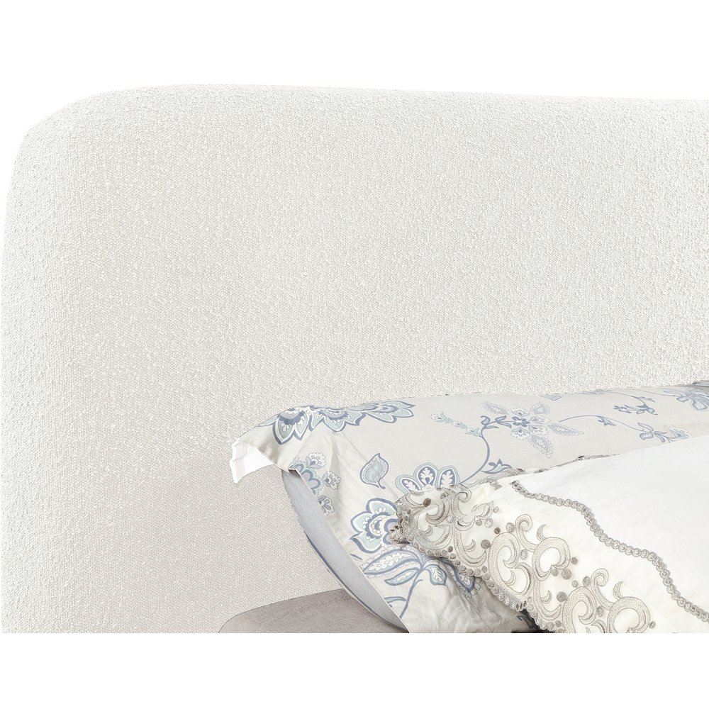 Rigby Cream Boucle Fabric Queen Bed. Picture 6