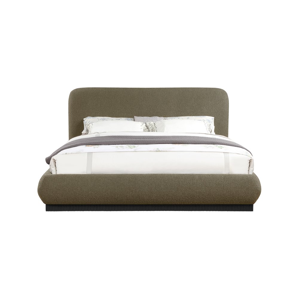 Rigby Olive Boucle Fabric King Bed. Picture 2