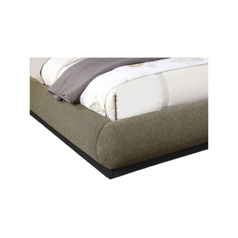 Rigby Olive Boucle Fabric Queen Bed. Picture 5