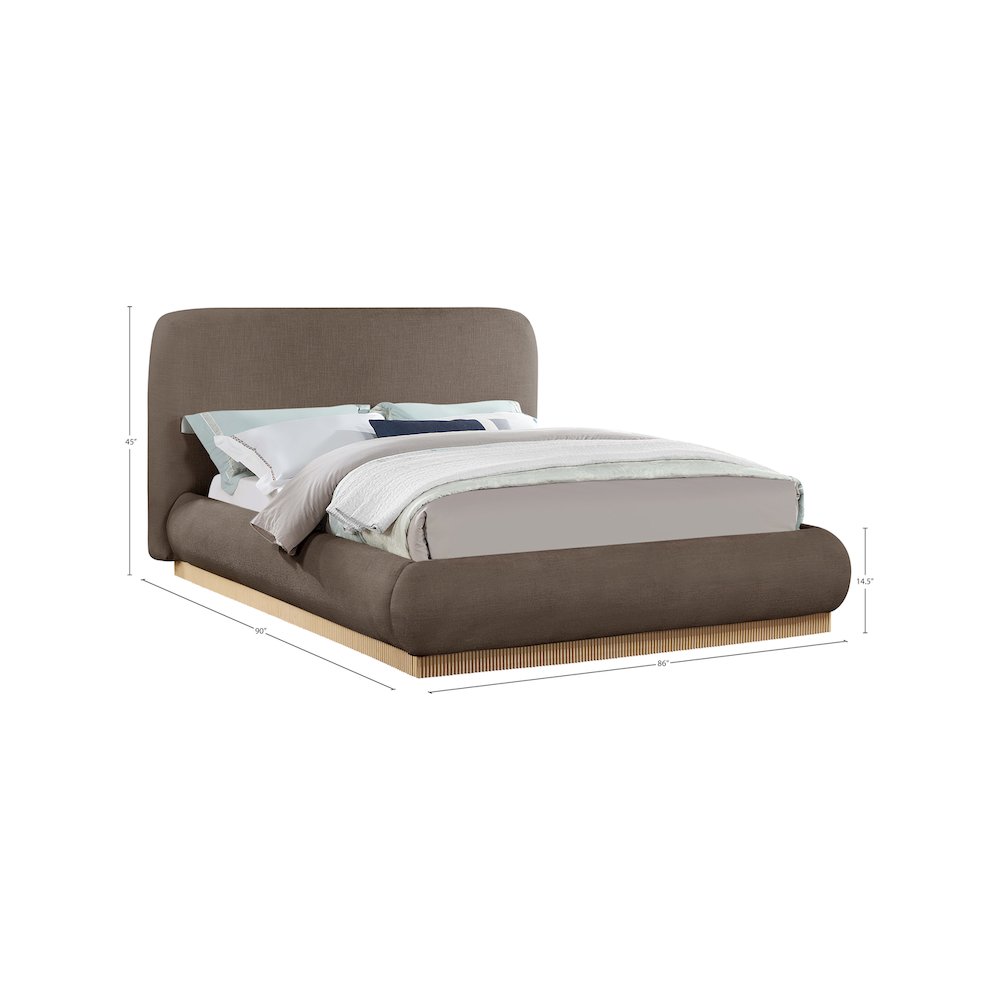 Rigby Brown Linen Textured Fabric King Bed. Picture 8