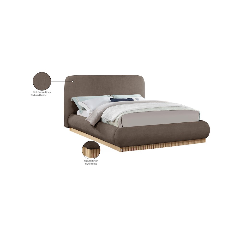 Rigby Brown Linen Textured Fabric King Bed. Picture 9