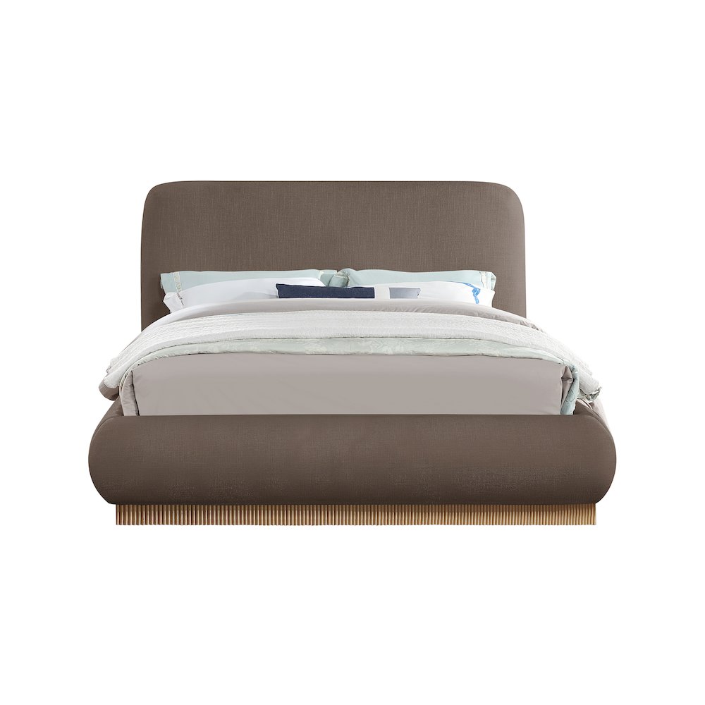Rigby Brown Linen Textured Fabric King Bed. Picture 2