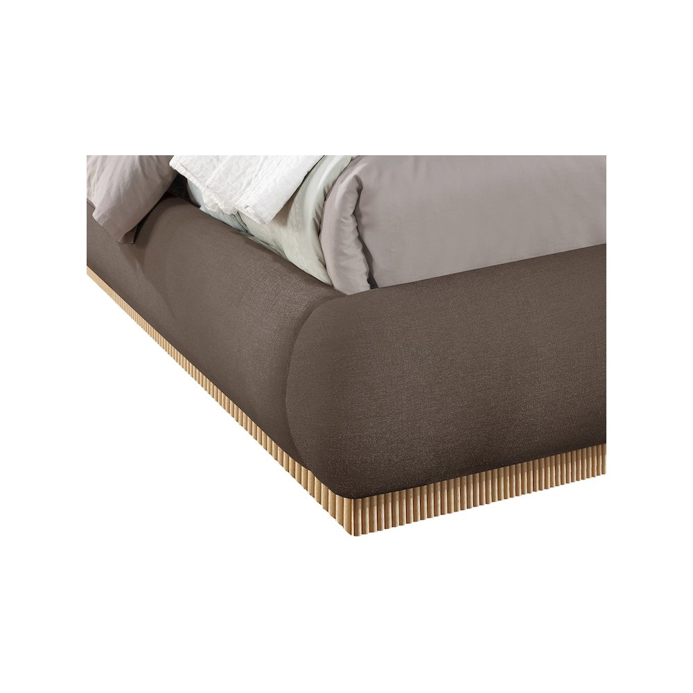 Rigby Brown Linen Textured Fabric King Bed. Picture 6