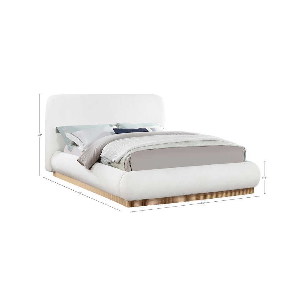 Rigby Cream Linen Textured Fabric King Bed. Picture 8