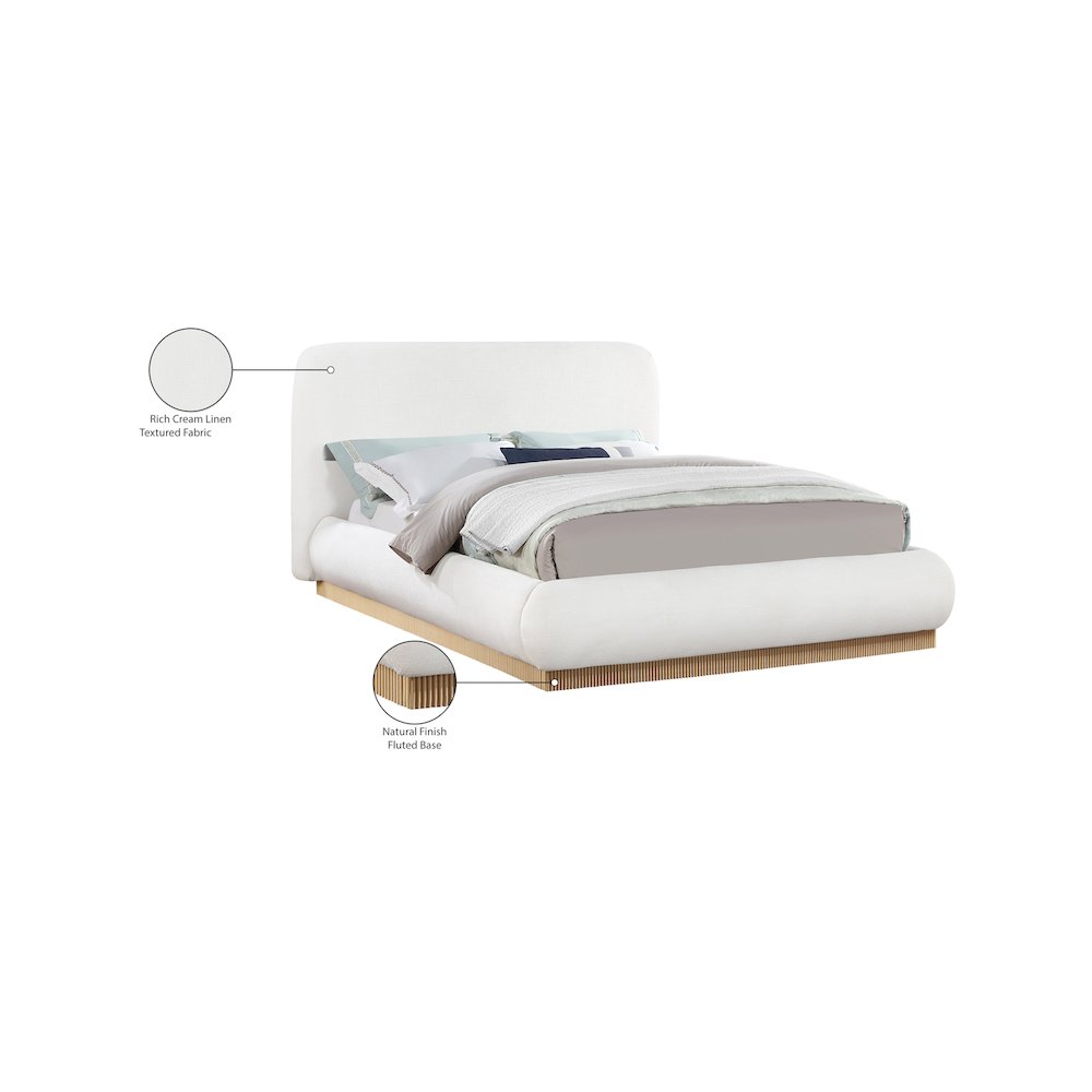 Rigby Cream Linen Textured Fabric King Bed. Picture 9