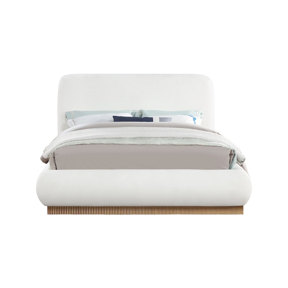 Rigby Cream Linen Textured Fabric King Bed. Picture 2