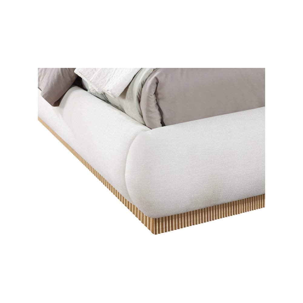 Rigby Cream Linen Textured Fabric King Bed. Picture 6