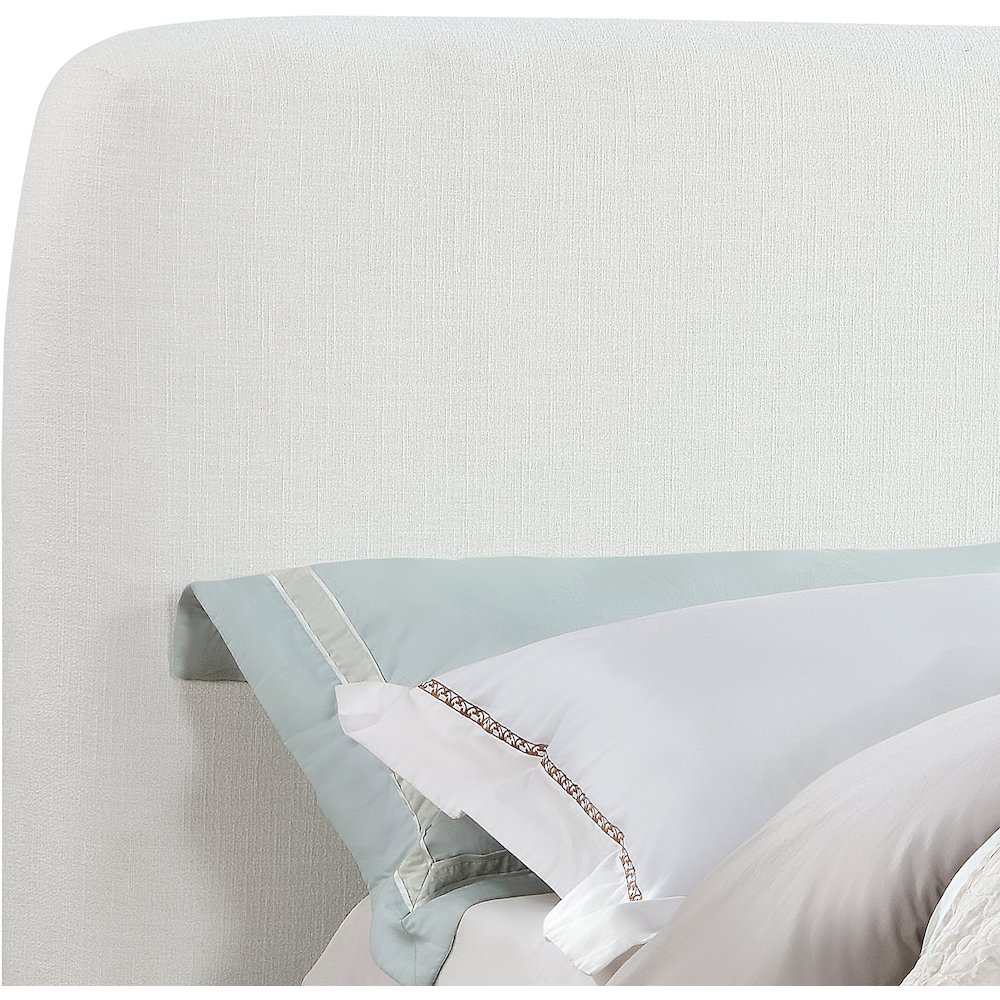 Rigby Cream Linen Textured Fabric King Bed. Picture 7