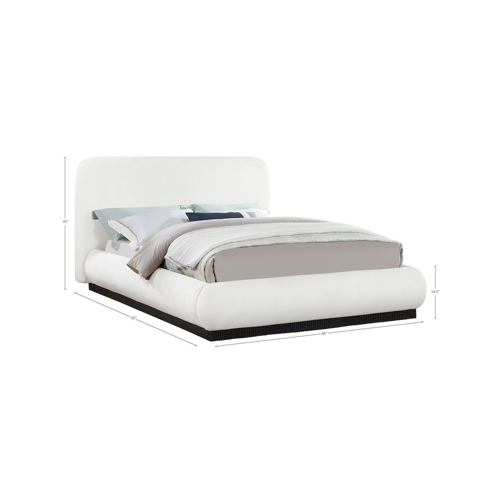 Rigby Cream Linen Textured Fabric King Bed. Picture 8