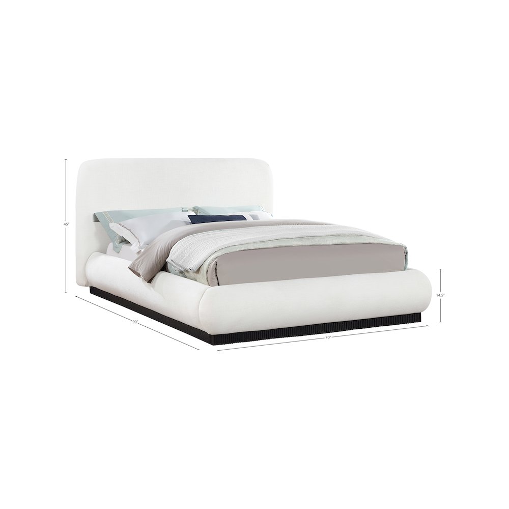 Rigby Cream Linen Textured Fabric Queen Bed. Picture 8