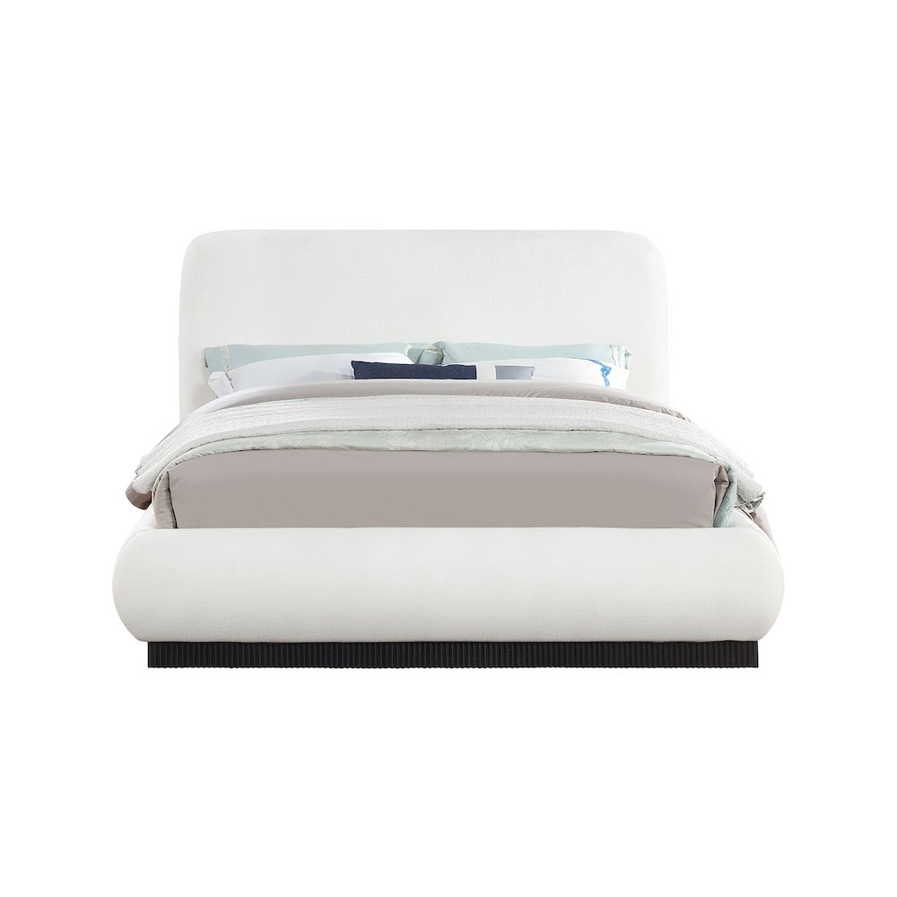 Rigby Cream Linen Textured Fabric Queen Bed. Picture 2