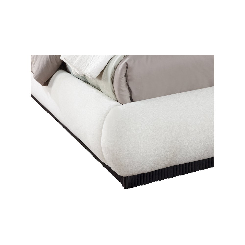 Rigby Cream Linen Textured Fabric Queen Bed. Picture 6