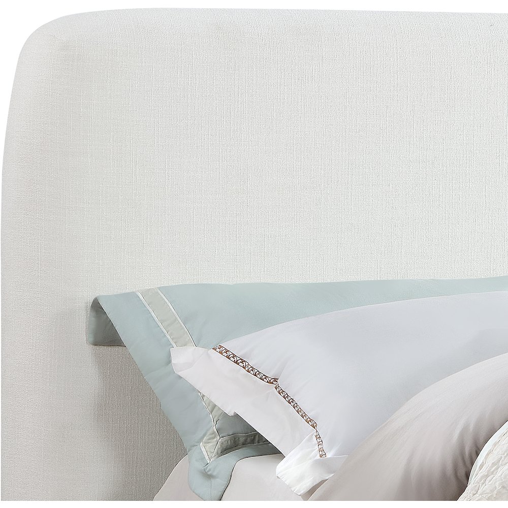 Rigby Cream Linen Textured Fabric Queen Bed. Picture 7