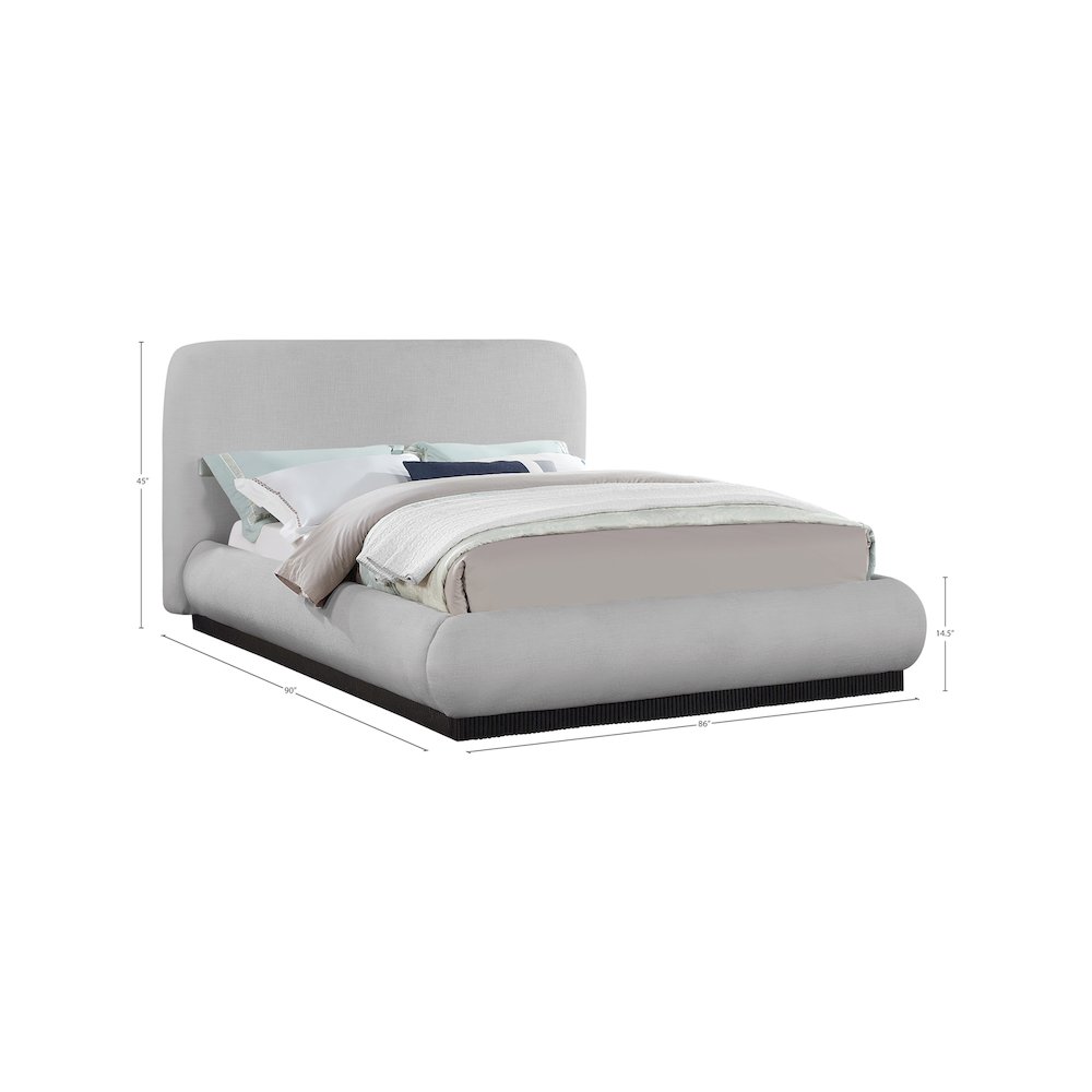 Rigby Grey Linen Textured Fabric King Bed. Picture 8