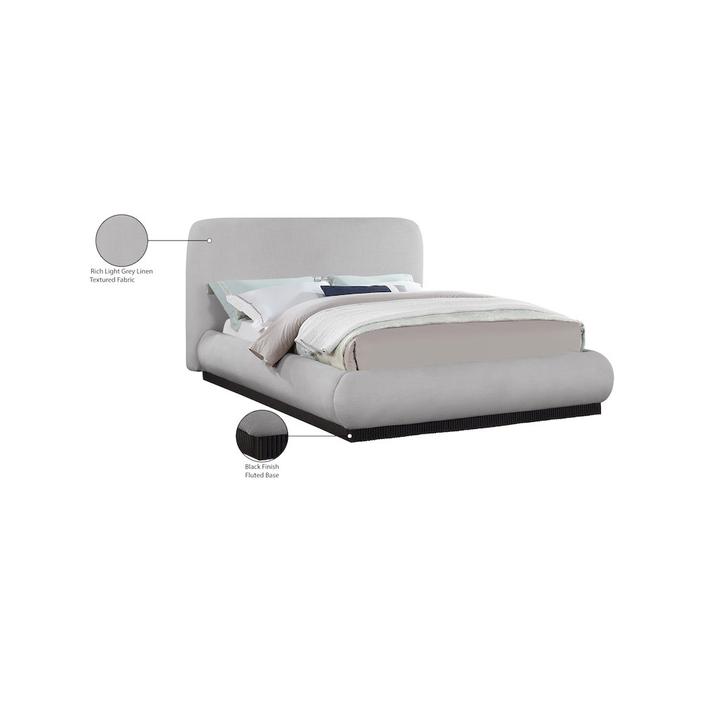 Rigby Grey Linen Textured Fabric King Bed. Picture 9