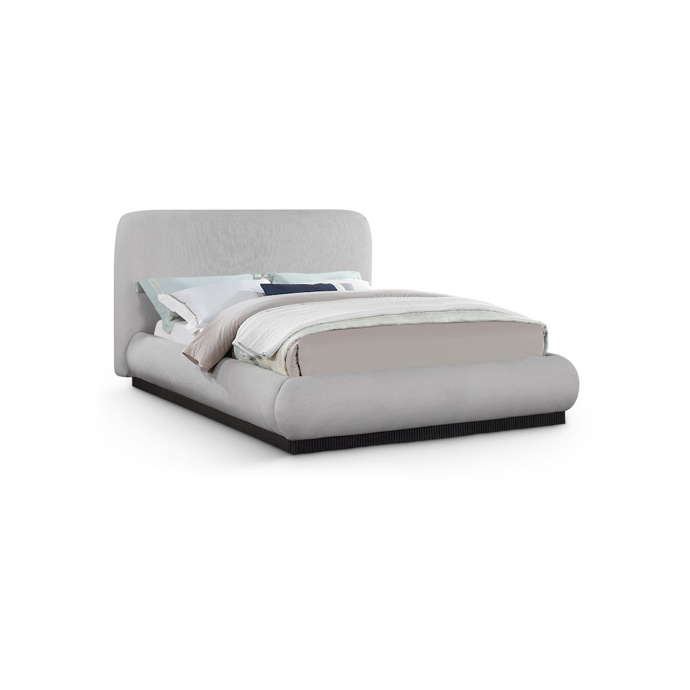 Rigby Grey Linen Textured Fabric King Bed. Picture 1