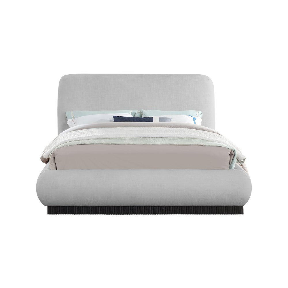 Rigby Grey Linen Textured Fabric King Bed. Picture 2