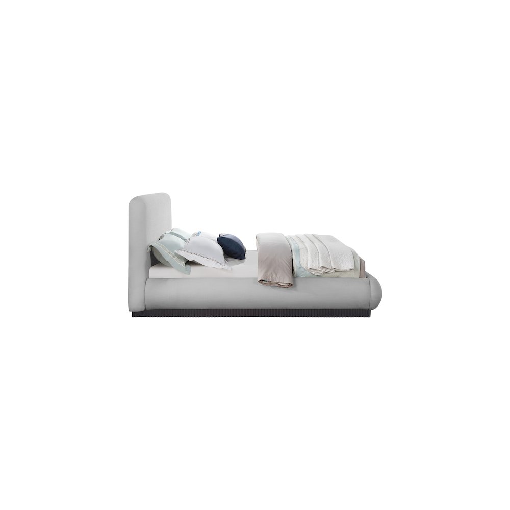 Rigby Grey Linen Textured Fabric King Bed. Picture 3