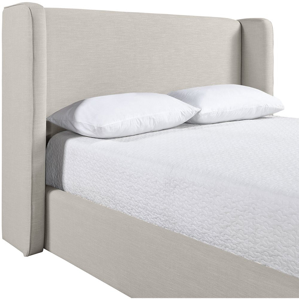 Kendall Beige Linen Textured Fabric Upholstered Full Bed. Picture 5
