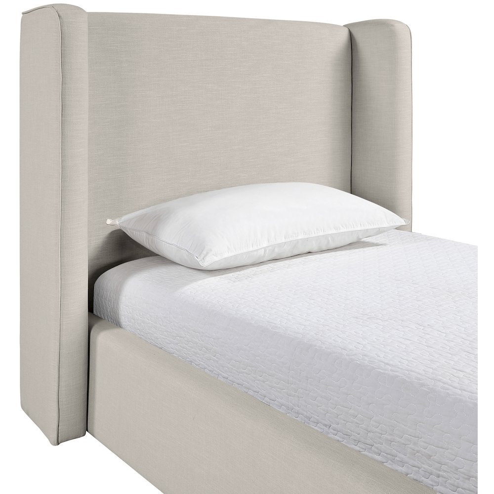 Kendall Beige Linen Textured Fabric Upholstered Twin Bed. Picture 5