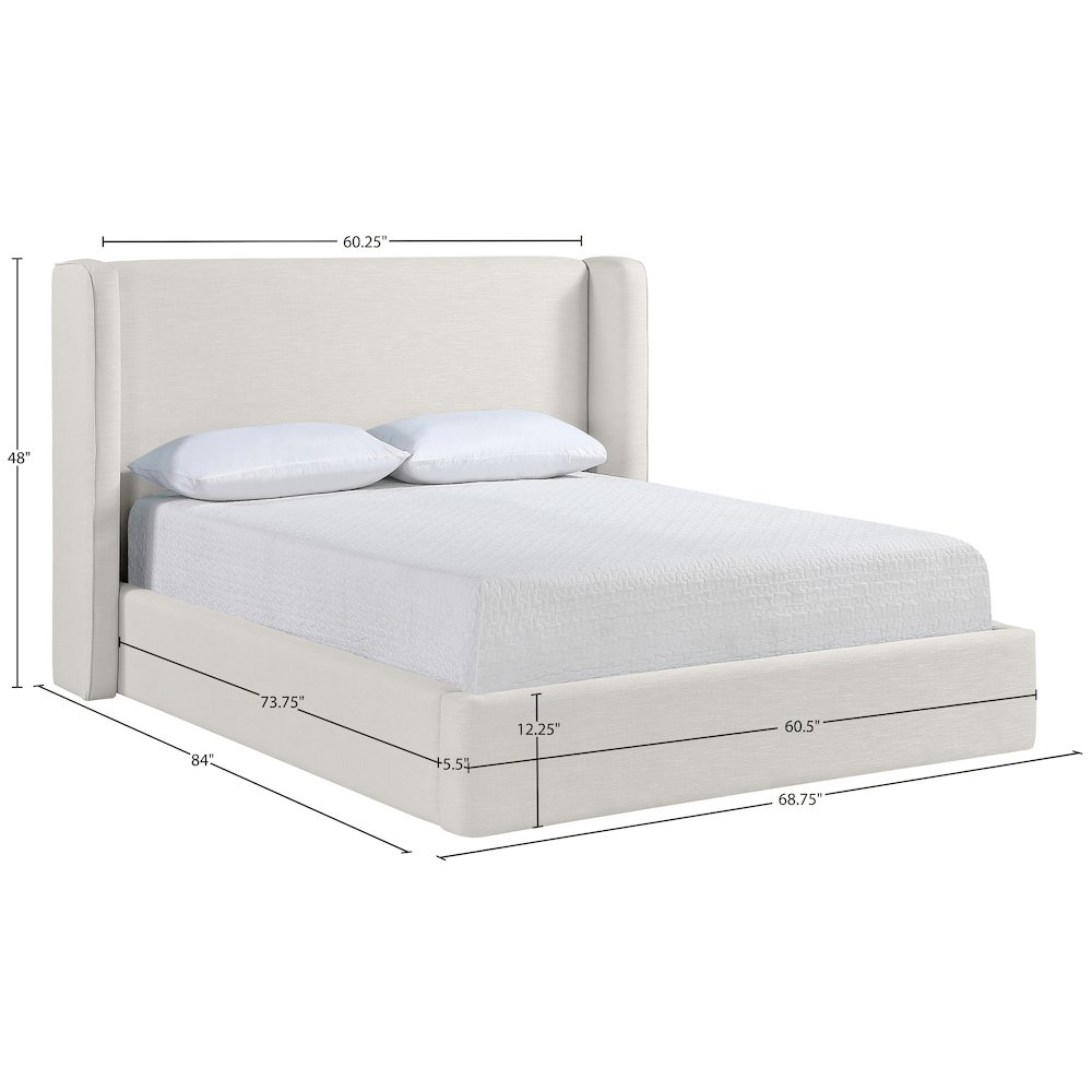 Kendall Cream Linen Textured Fabric Upholstered Full Bed. Picture 11