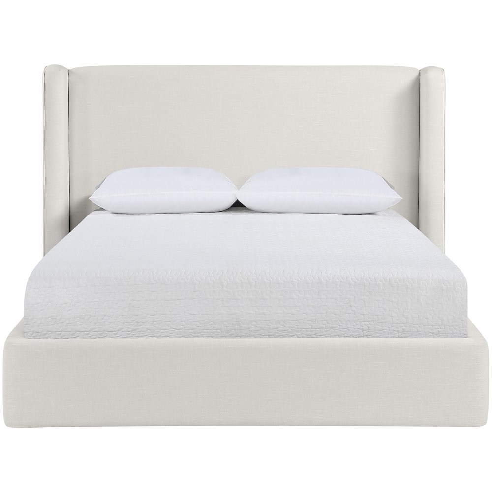 Kendall Cream Linen Textured Fabric Upholstered King Bed. Picture 2