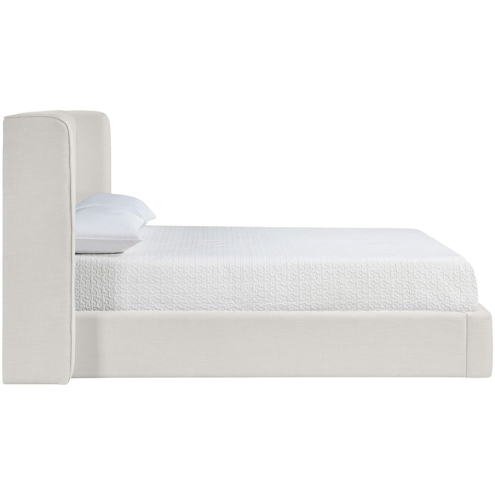 Kendall Cream Linen Textured Fabric Upholstered King Bed. Picture 8