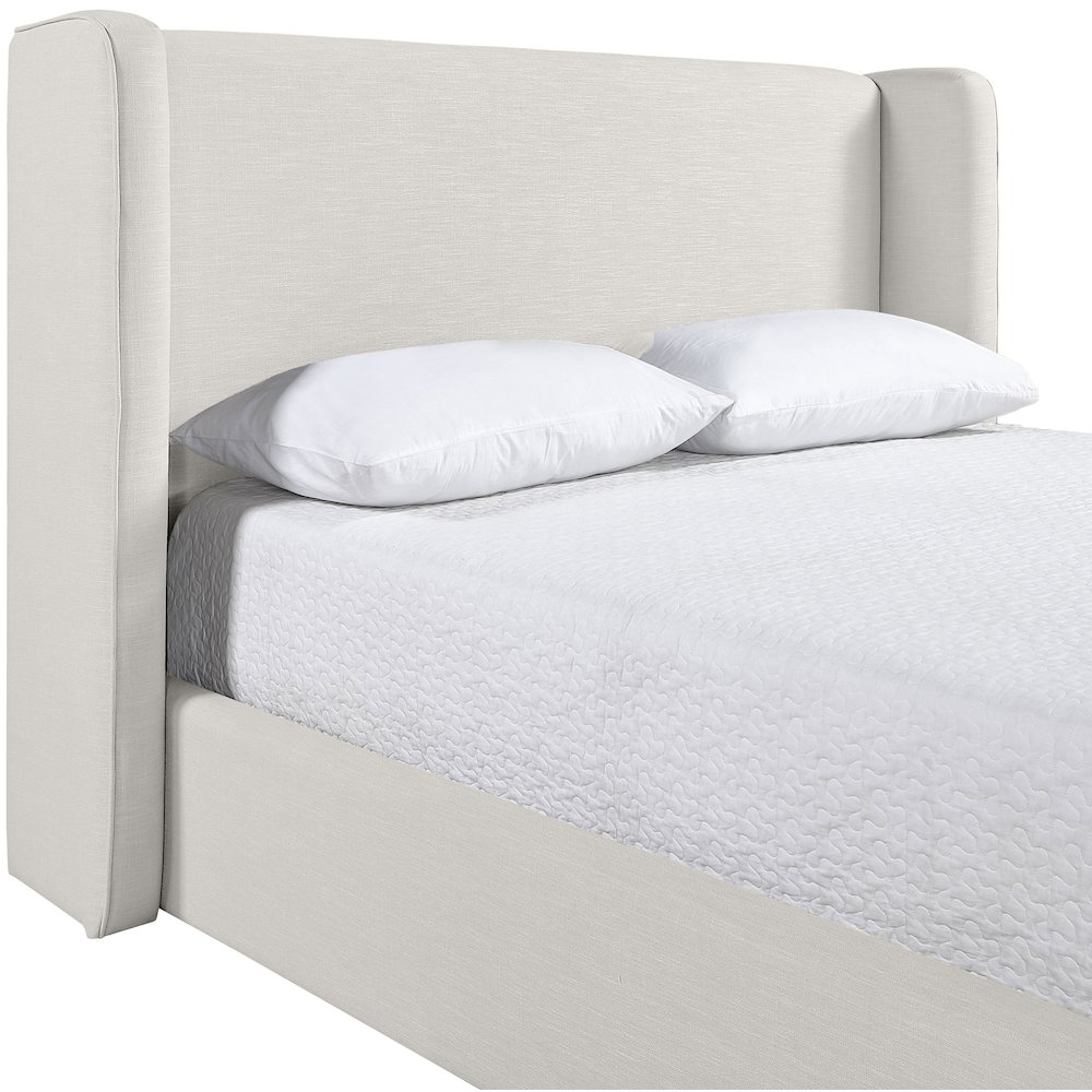 Kendall Cream Linen Textured Fabric Upholstered Queen Bed. Picture 5