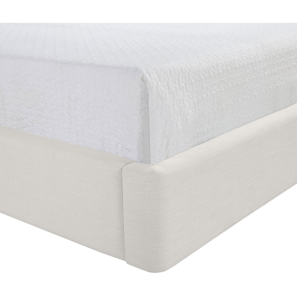 Kendall Cream Linen Textured Fabric Upholstered Twin Bed. Picture 6