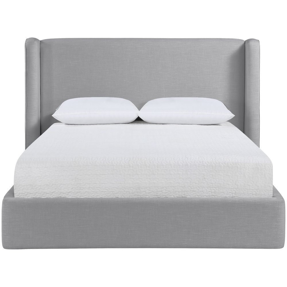 Kendall Grey Linen Textured Fabric Upholstered Full Bed. Picture 2