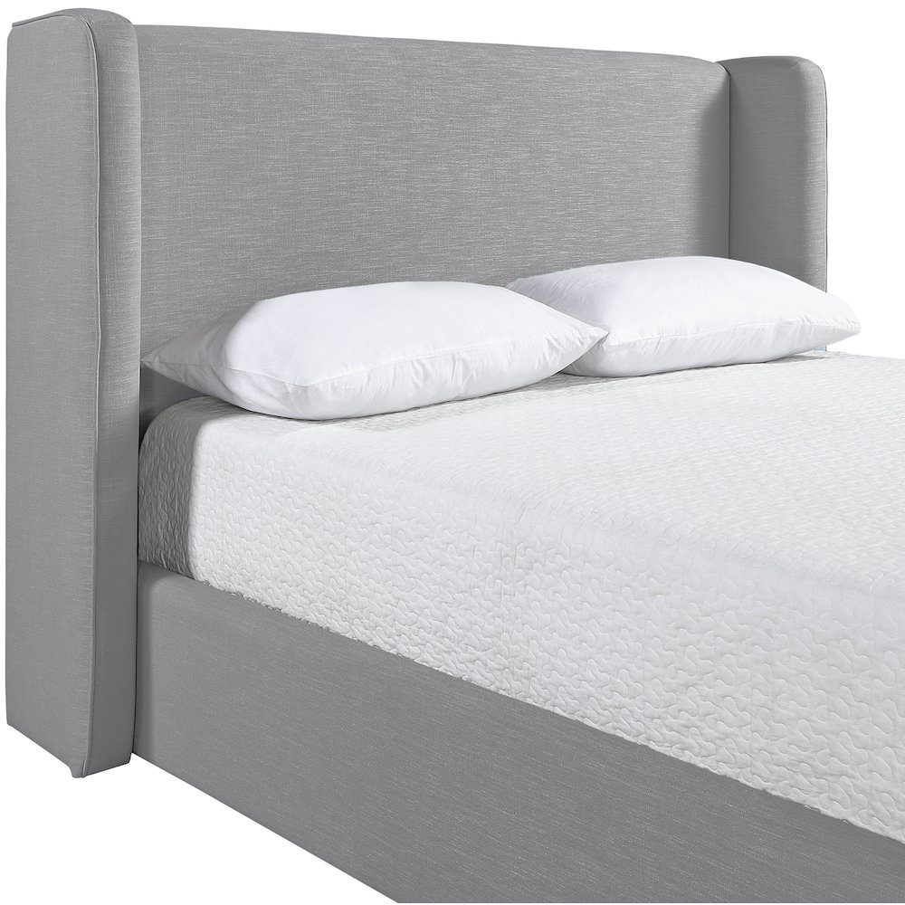 Kendall Grey Linen Textured Fabric Upholstered Full Bed. Picture 5