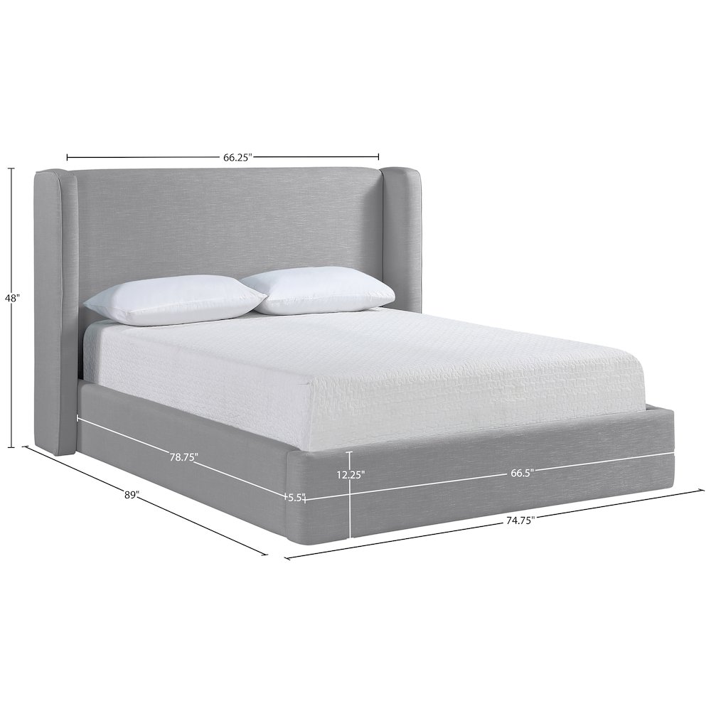 Kendall Grey Linen Textured Fabric Upholstered Queen Bed. Picture 11
