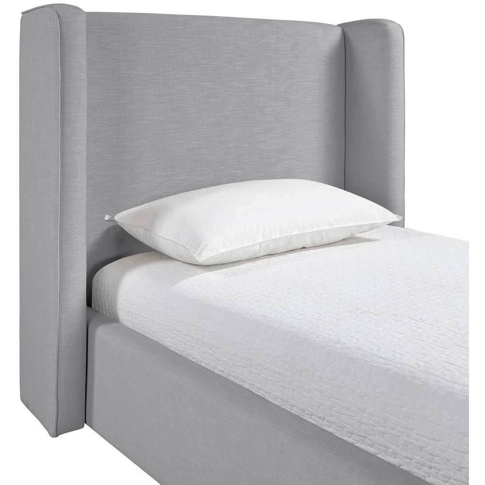Kendall Grey Linen Textured Fabric Upholstered Twin Bed. Picture 5