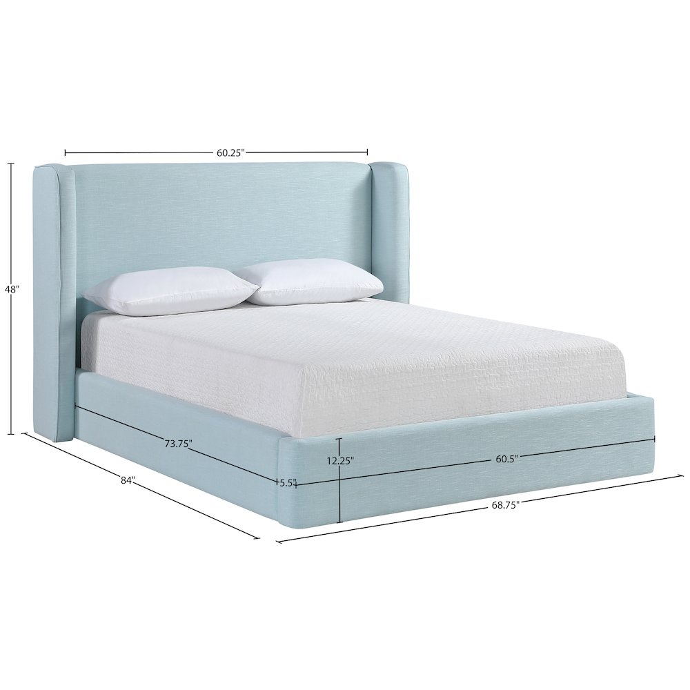 Kendall Light Blue Linen Textured Fabric Upholstered Full Bed. Picture 11
