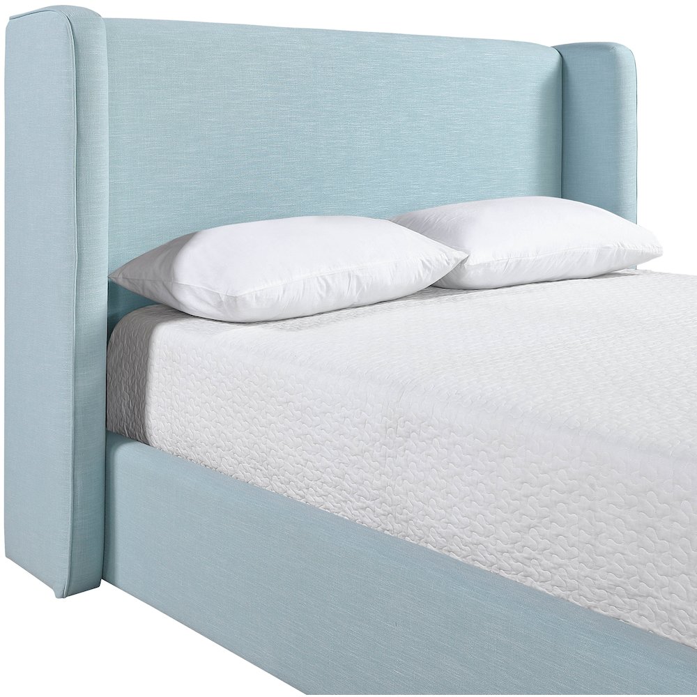 Kendall Light Blue Linen Textured Fabric Upholstered Full Bed. Picture 5