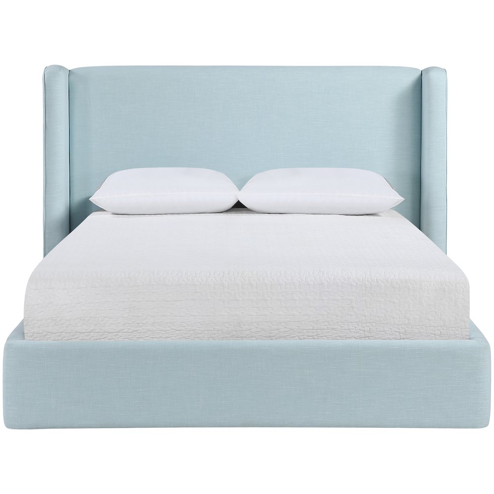 Kendall Light Blue Linen Textured Fabric Upholstered King Bed. Picture 2
